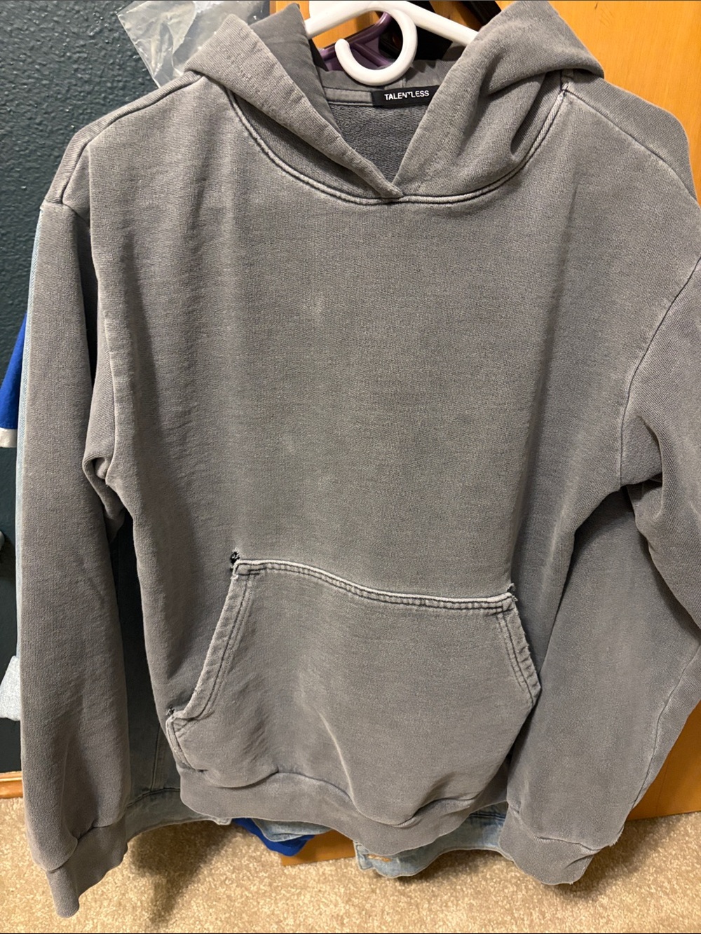 TALENTLESS Washed Gray Crewneck Hoodie